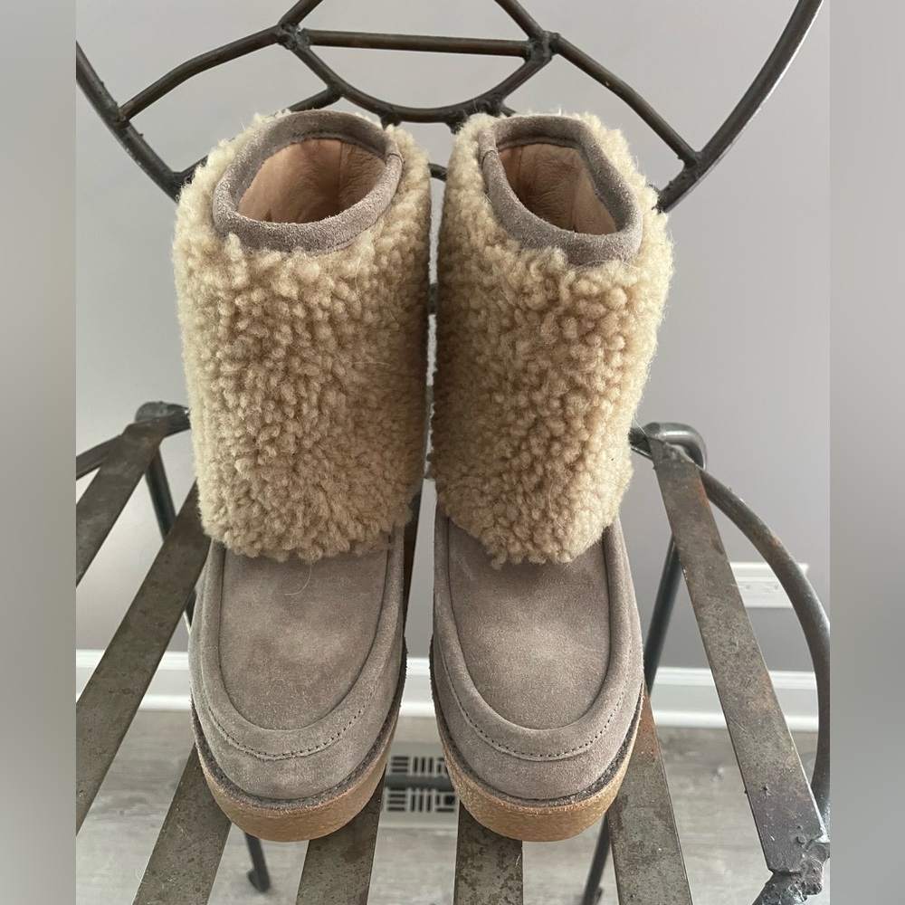 UGG Coldin Suede Cozy Shearling-Lined Wedge Boots